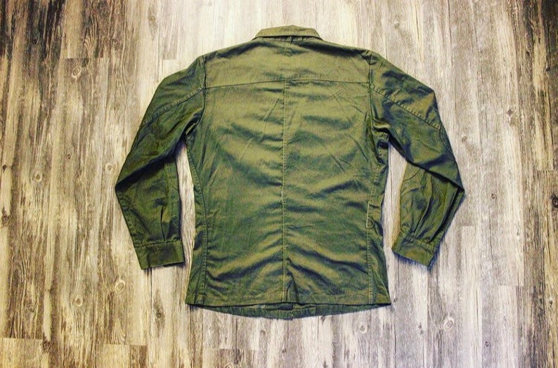 Vintage Military Buttondown \u2022 Olive Green \u2022 1960/'s \u2022 Large
