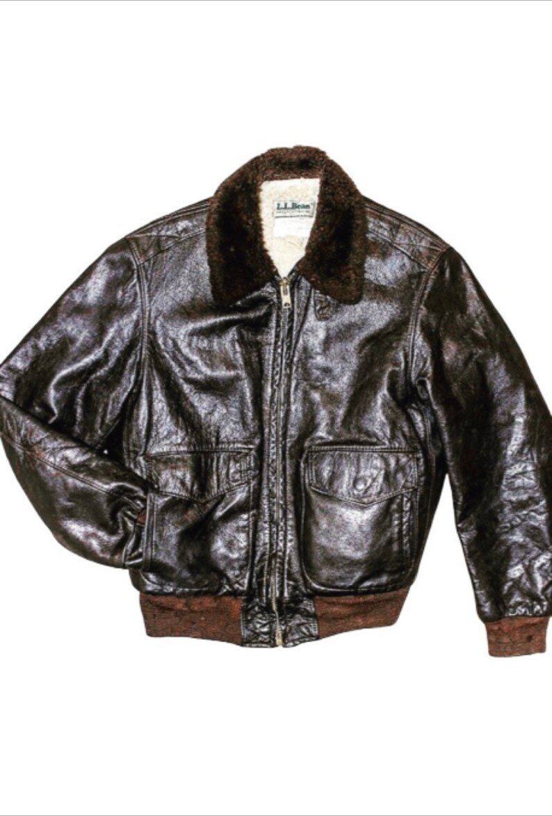 L.L. Bean Leather Bomber Jacket Flight Jacket Made in USA Etsy