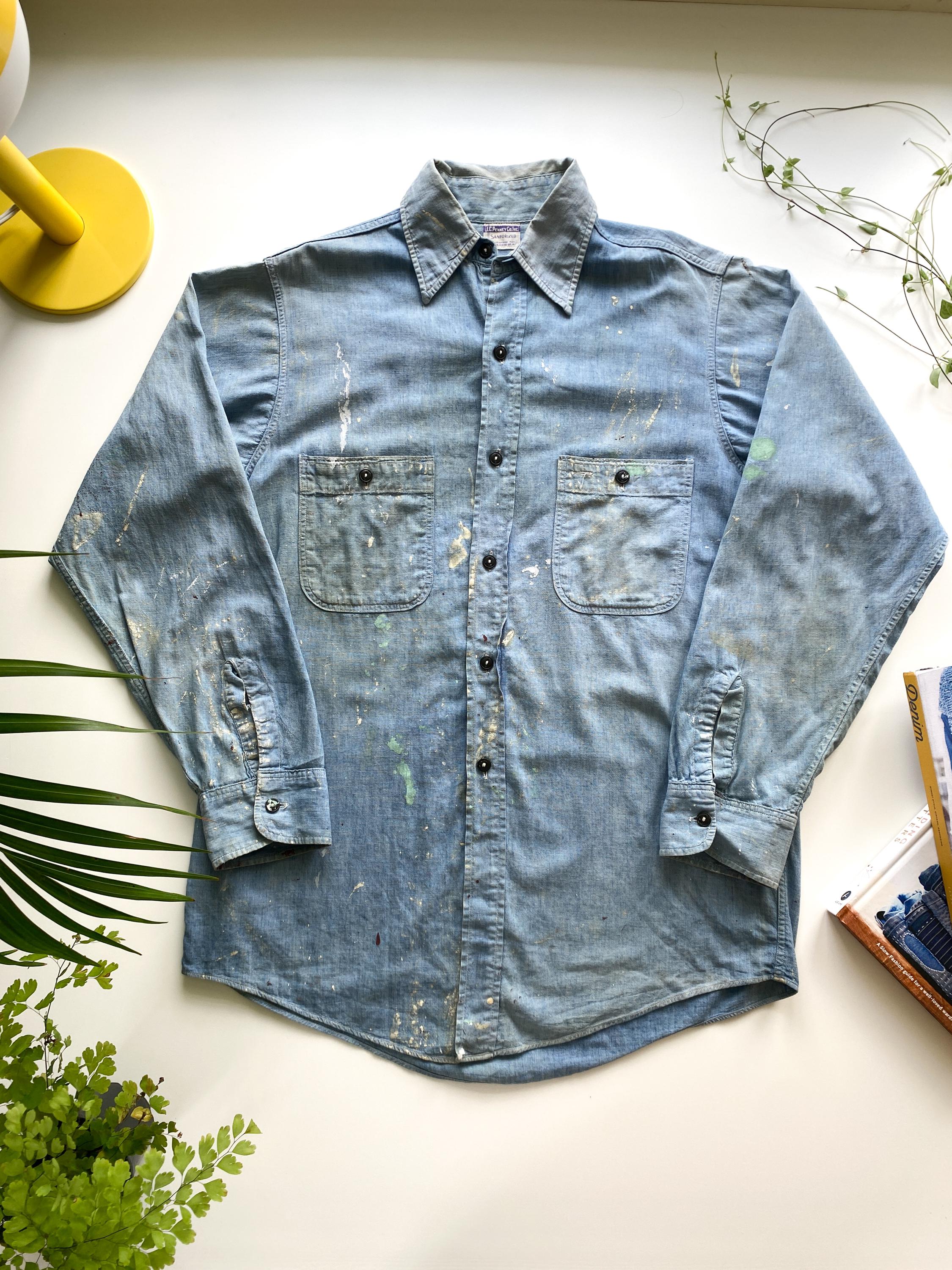 トップス blackbird chambray shirt hand painted Embroidered Chambray Shirt - Etsy Canada