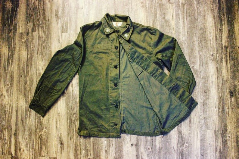 Vintage Military Buttondown \u2022 Olive Green \u2022 1960/'s \u2022 Large