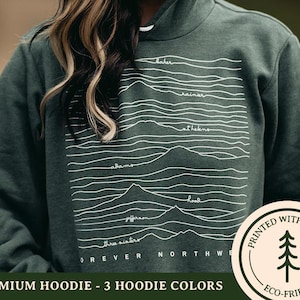 Cascade Mountain Range Premium Hoodie - Oregon Washington Hooded Sweatshirt, Pacific Northwest Mountains, Outdoor Lover Gift - Unisex Hoodie