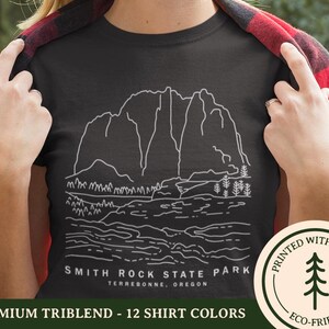 Smith Rock State Park Tshirt - Central Oregon, Rock Climbing Shirt, Northwest Gift - Unisex Black Triblend Tshirt