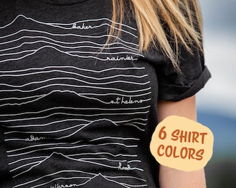 Cascade Mountain Range Tshirt - Premium Triblend Tee - Oregon Washington Tshirt, Pacific Northwest Mountains