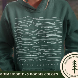 Cascade Mountain Range Premium Hoodie - Oregon Washington Hooded Sweatshirt, Pacific Northwest Mountains, Outdoor Lover Gift - Unisex Hoodie