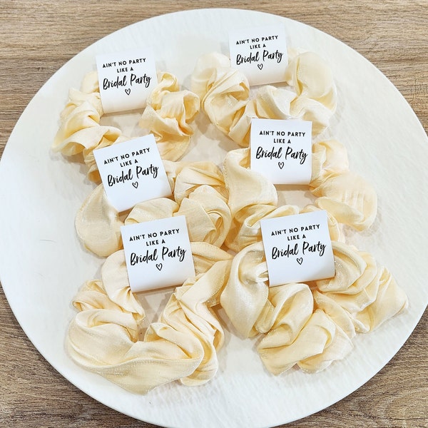 Pale Yellow Bridal Shower Satin Scrunchies, Yellow Bridesmaid Gift, Bridesmaid Proposal Box, Bachelorette Party Favor, Satin Hair Scrunchies