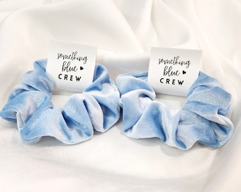 Dusty Blue Velvet Scrunchie: Bridesmaid Proposal Hair Tie