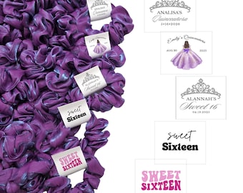 Plum Purple Quinceañera Party Gifts, Sweet 16 Party Gifts, Mis Quince Favors, XV anos Favors, Personalized Scrunchies, Quinceañera Keepsakes