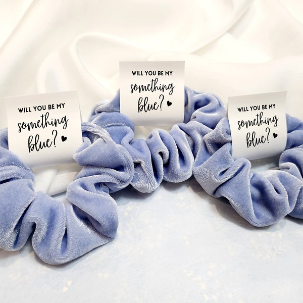 Will You Be My Something Blue, Bridesmaid Proposal Scrunchie, Something Blue Crew, Dusty Blue Bridesmaid, Blue Bridesmaid Favors Hair Tie