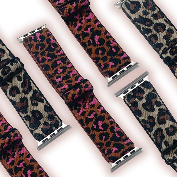 Leopard Watch Band Compatible for Watch Band 41mm 40mm 38mm Series 7 Cute Watch Band Adjustable Women Cute Watch Strap Elastic Sport Band