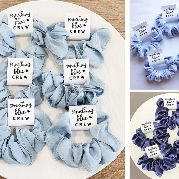 Something Blue Crew, Something Blue Crew Proposal, Blue Party Favors, Bridesmaid Satin Hair Scrunchies, Will You Be My Something Blue