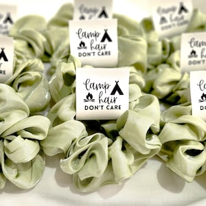 Camp Hair Don’t Care Scrunchies, Camping Bachelorette Party Favor, Glamp Party Favor, Camping Hair Tie, Glamping Birthday, Camping Gifts