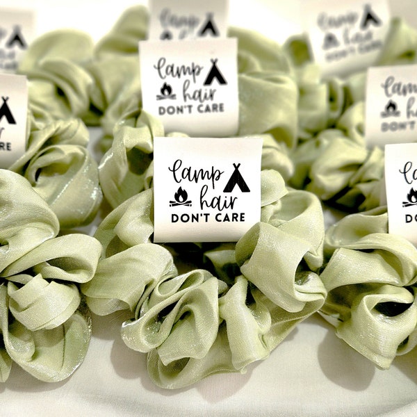 Camp Hair Don’t Care Scrunchies, Camping Bachelorette Party Favor, Glamp Party Favor, Camping Hair Tie, Glamping Birthday, Camping Gifts
