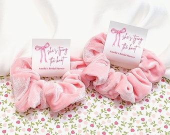 Pink Bow Bridal Shower Favor, She's Tying The Knot, Girly Bridal Shower Favor Hair Tie, Coquette, Girly Bride To Be Favors Bachelorette,