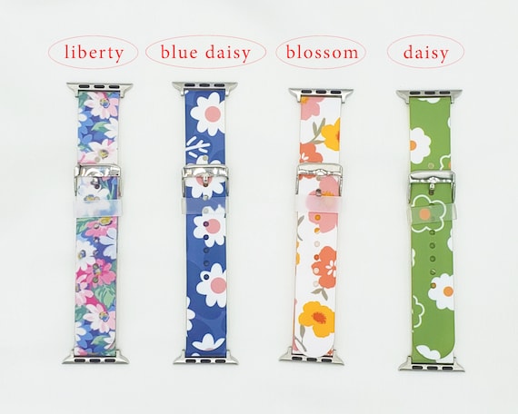 Floral Silicone Watch Band Compatible with Apple Watch Bands, Cute Watch Band, Silicone Watch Band, Boho Watch Band, Everyday Watch Band