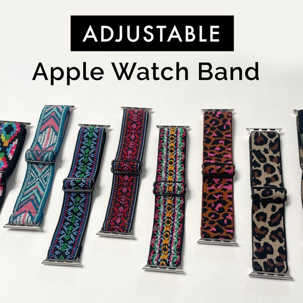 Elastic Watch Band Compatible with Apple Watch Bands 38mm 41mm 40mm 42mm 44mm 45mm Braided Adjustable Weave Nylon iWatch Band Series 7