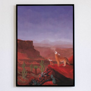 Kinderzimmer Dekor, Coyote und Welpe, Tierzimmer Drucke, Kinderzimmer Druck, Boho Kinderzimmer Kunst, Kinderzimmer Geschenk, Kaktus Kinderzimmer Dekor