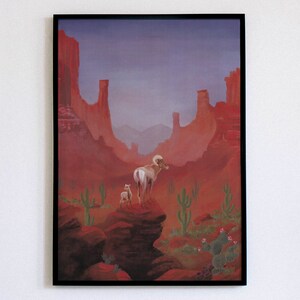 Kinderzimmer Dekor, Bighorn Schaf und Lamm, TierZimmer Drucke, Kinderzimmer Druck, Boho Kinderzimmer Kunst, Kinderzimmer Geschenk, Kaktus Kinderzimmer Dekor