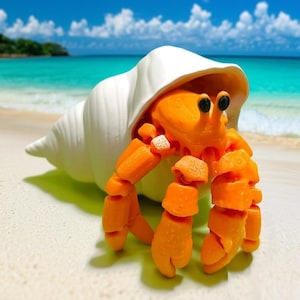 3D Printed Articulated Hermit Crab – Flexible & Poseable with Secure Shell