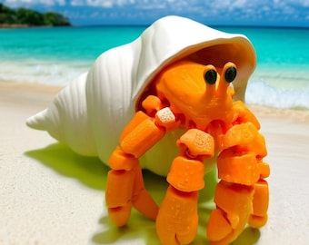 3D Printed Articulated Hermit Crab – Flexible & Poseable with Secure Shell