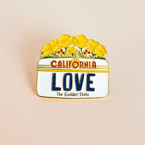 California License Plate, Soft Enamel Pin, California Inspired Gift with Golden Poppies, California Souvenir, Gift for Traveler, State Art
