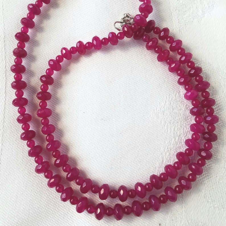 Ruby Red Jade Rondell Bead Necklace | Etsy