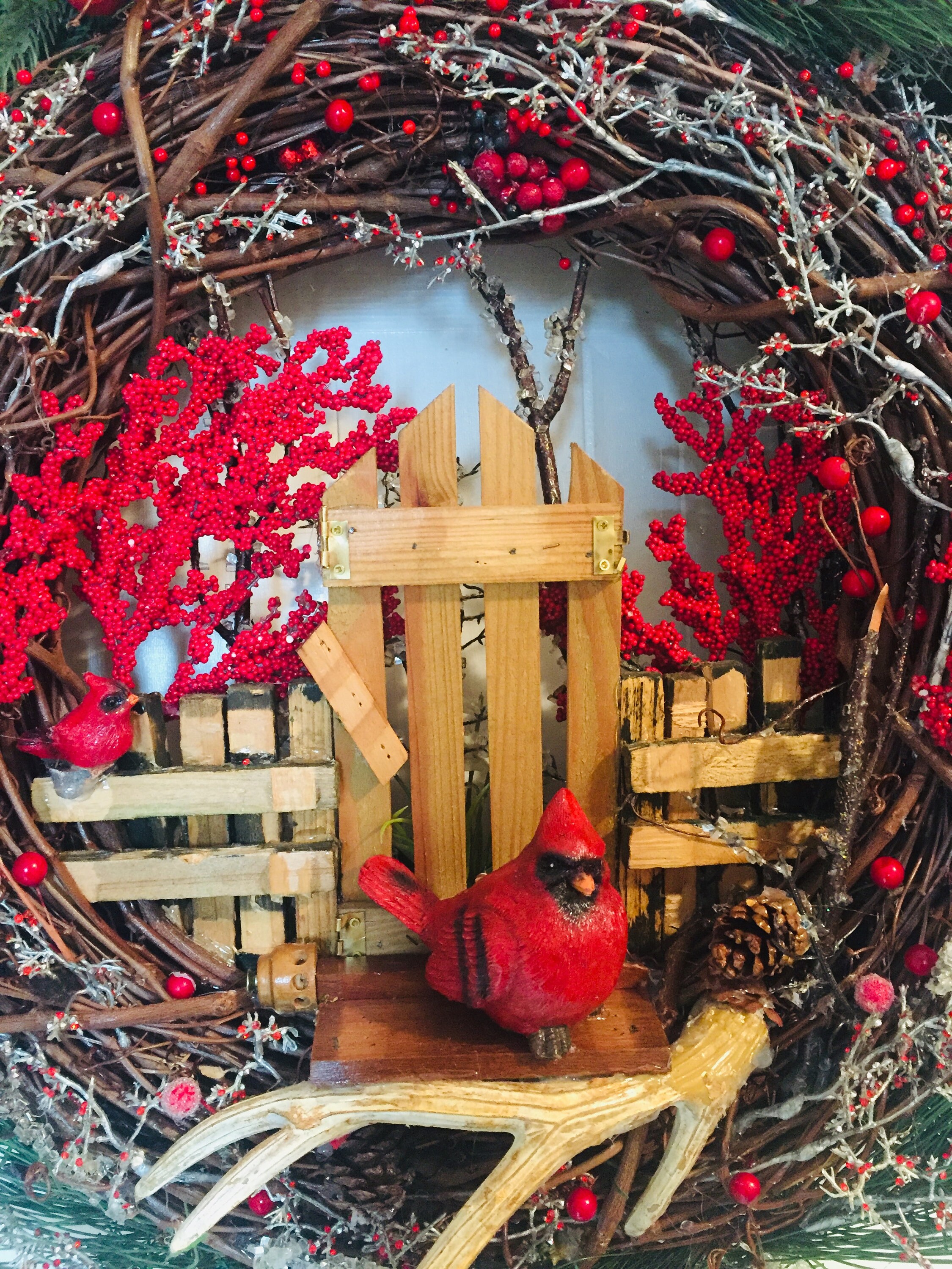 24 Roter Kardinal Winter Rote Beeren HolzZaun Tor | Etsy