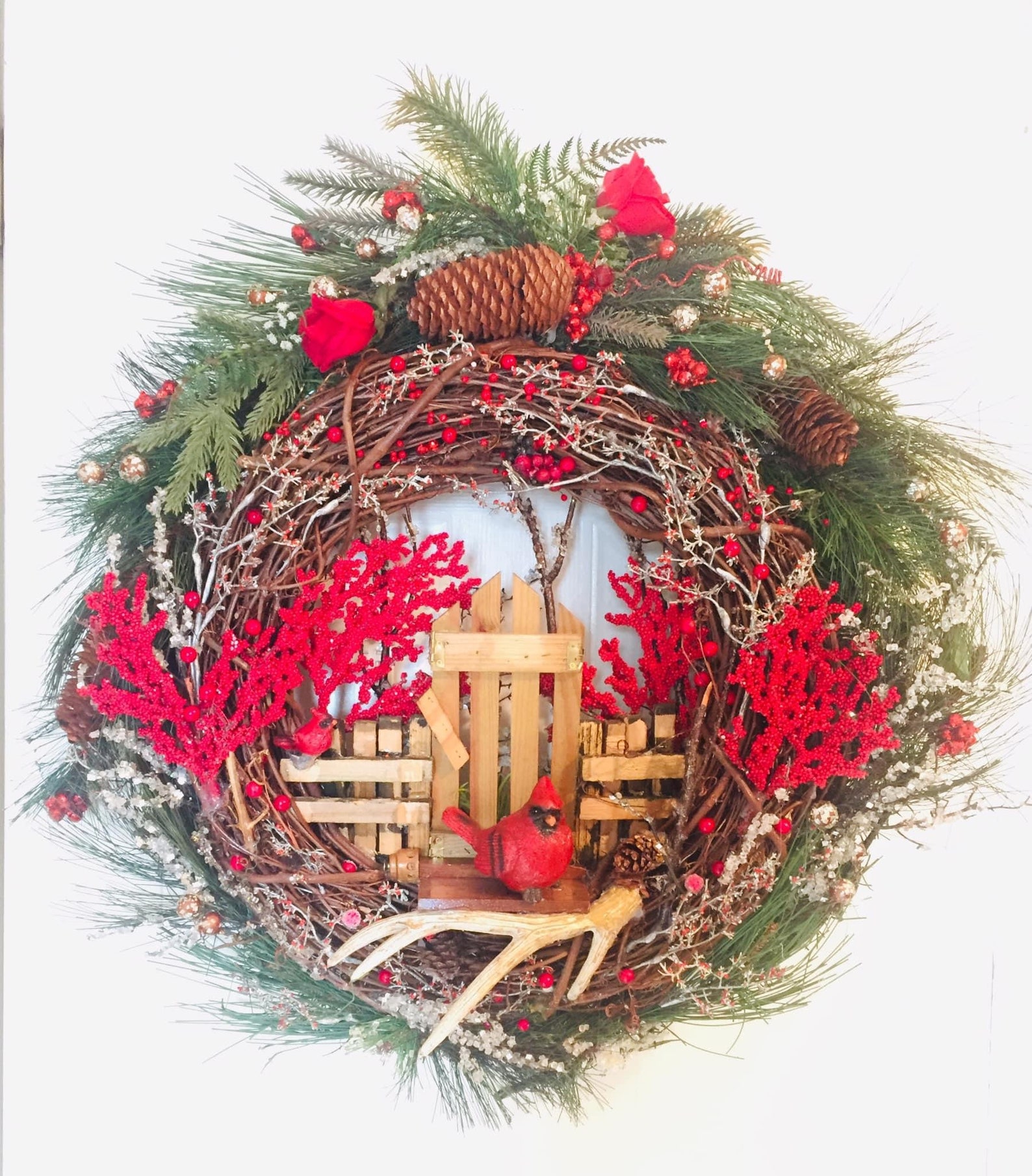 24 Roter Kardinal Winter Rote Beeren HolzZaun Tor | Etsy