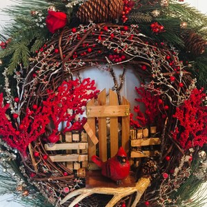 24 Roter Kardinal Winter Rote Beeren HolzZaun Tor | Etsy