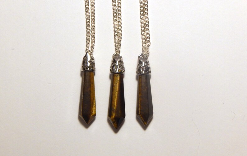 Tiger Eye Pendant Crystal Necklace Crystal Point Necklace Tiger Eye Tiger Eye Crystal Necklace Crystal Pendant Tiger Eye Necklace