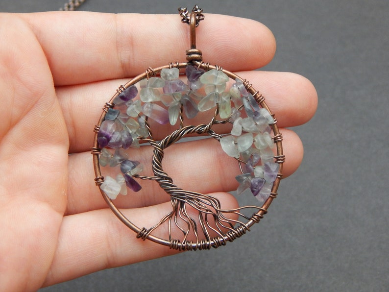 Wire Wrapped Fluorite Necklace Fluorite Wire Wrapped Necklace Fluorite Necklace Fluorite Pendant Fluorite Fluorite Crystal Necklace