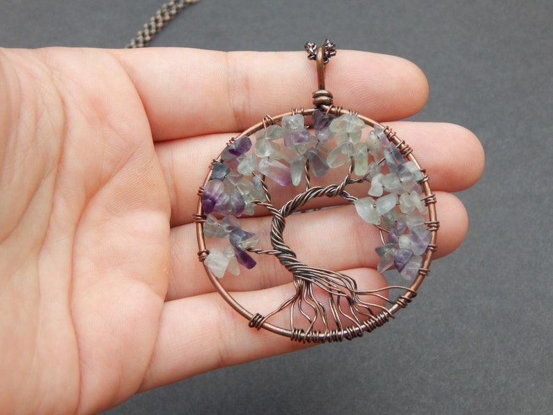 Wire Wrapped Fluorite Necklace Fluorite Wire Wrapped Necklace Fluorite Necklace Fluorite Pendant Fluorite Fluorite Crystal Necklace