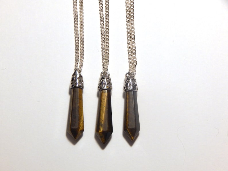 Tiger Eye Pendant Crystal Necklace Crystal Point Necklace Tiger Eye Tiger Eye Crystal Necklace Crystal Pendant Tiger Eye Necklace
