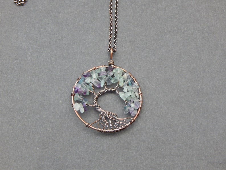 Wire Wrapped Fluorite Necklace Fluorite Wire Wrapped Necklace Fluorite Necklace Fluorite Pendant Fluorite Fluorite Crystal Necklace