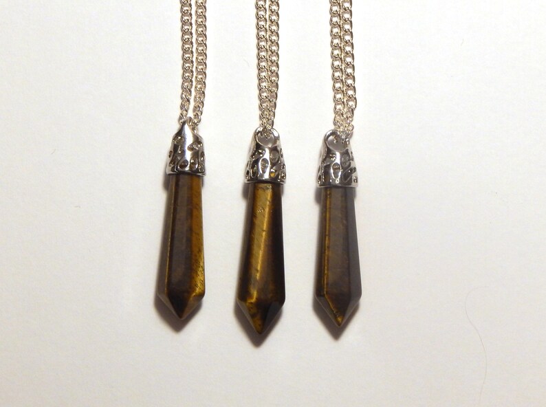 Tiger Eye Pendant Crystal Necklace Crystal Point Necklace Tiger Eye Tiger Eye Crystal Necklace Crystal Pendant Tiger Eye Necklace