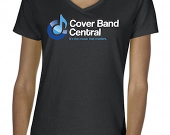 T-shirt femme col en V avec logo Cover Band Central