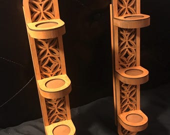 Applique murale à 3 niveaux pour bougie chauffe-plat à DEL - cerisier