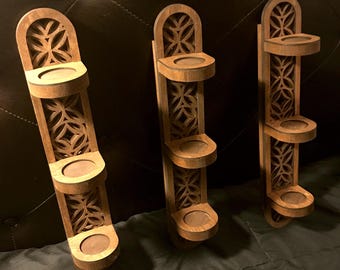 Applique murale à 3 niveaux pour bougie chauffe-plat à DEL - Noyer foncé