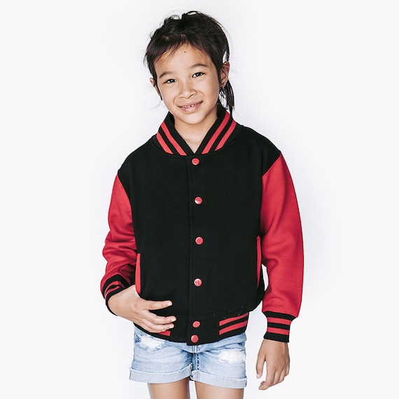 Kids Sweatshirt Varsity Jacket BLACK RED Etsy