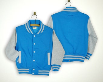 Kids Sweatshirt Varsity Jacket SKY BLUE/GREY marl