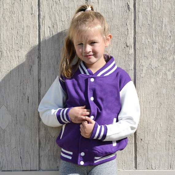 Kids Sweatshirt Varsity Jacket PURPLE/GREY MARL