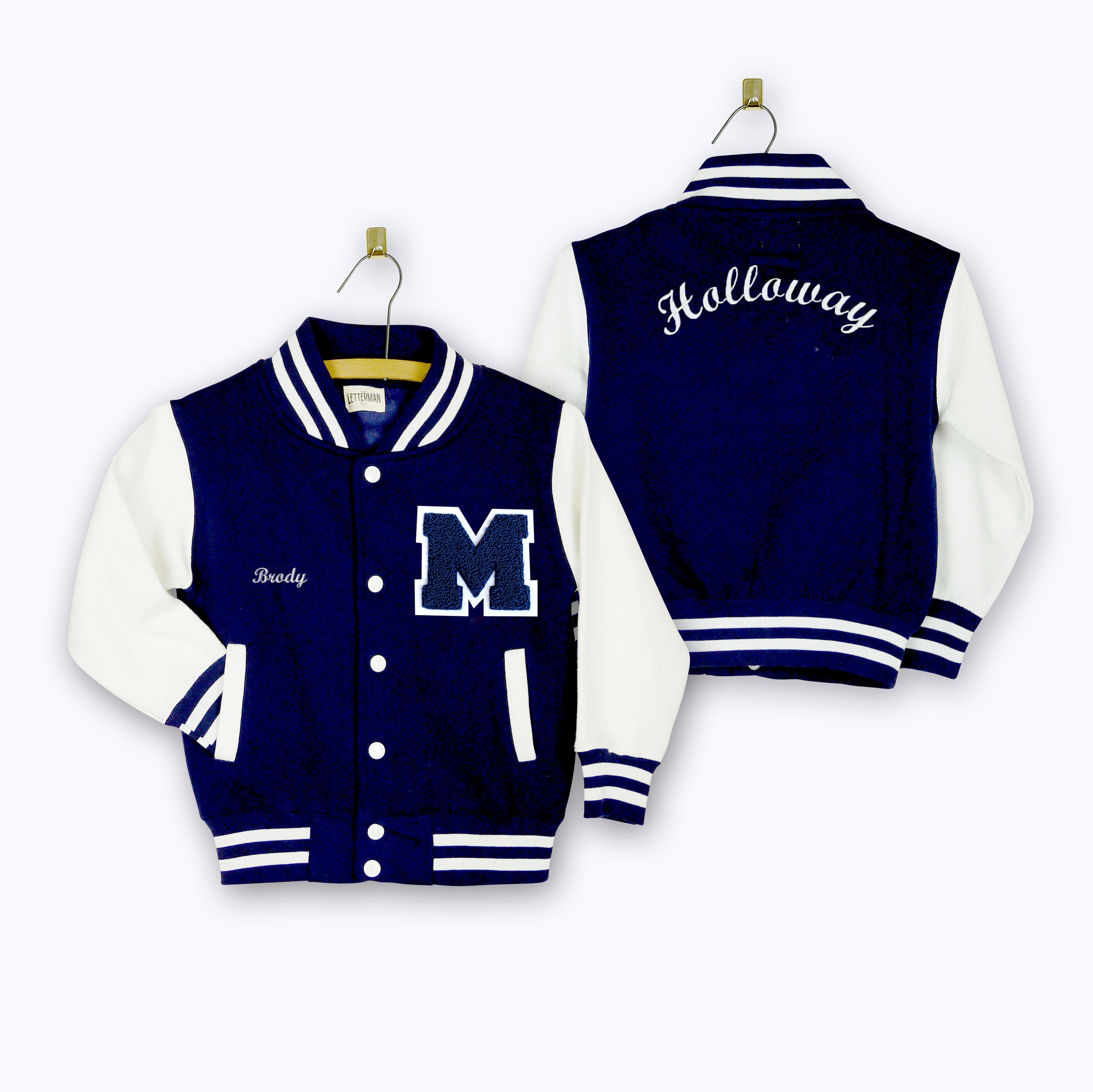 Personalized Kids Varsity Jacket NAVY/WHITE NAVY Letter Etsy