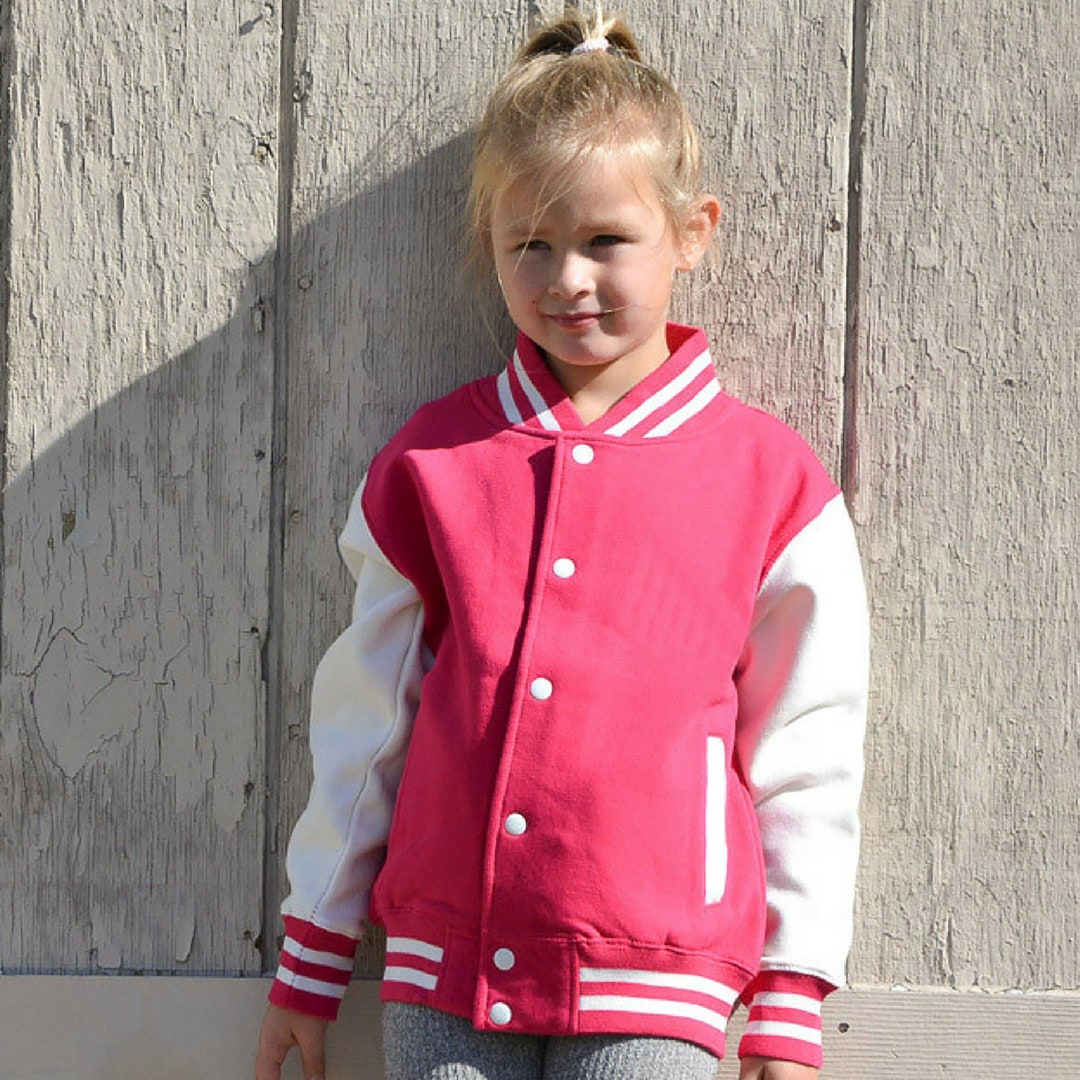 Kids Sweatshirt Varsity Jacket PINK WHITE Etsy