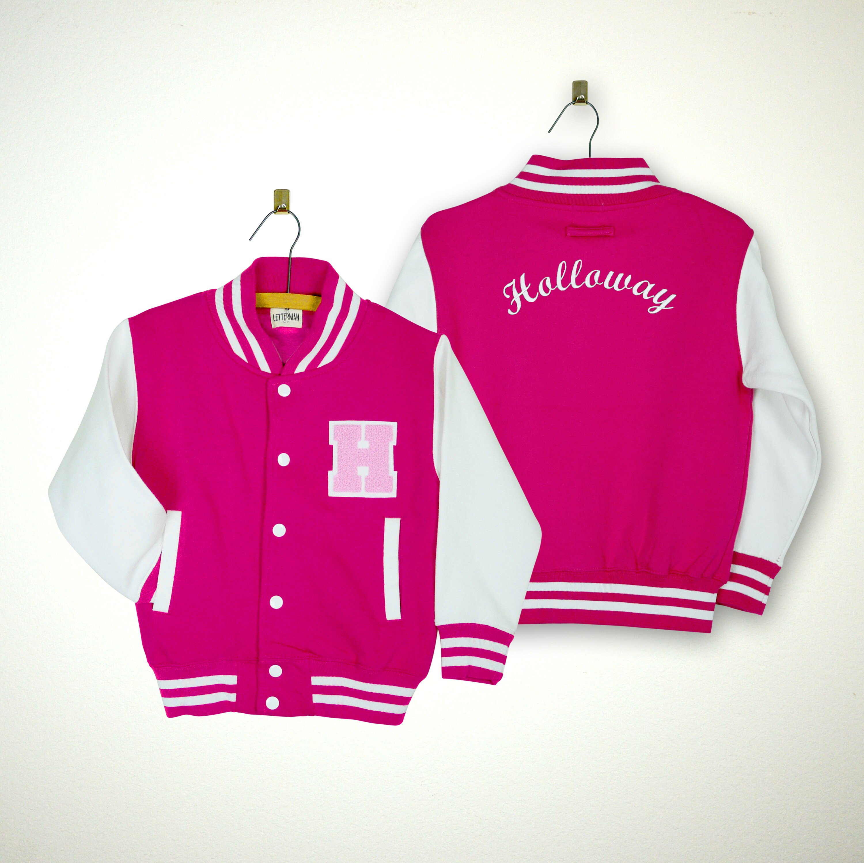 Personalized Kids Varsity Jacket PINK/WHITE PINK Letter Etsy