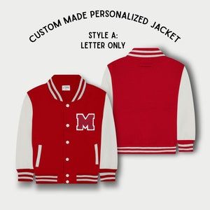 Personalized Kids Sweatshirt Varsity Jacket RED/WHITE