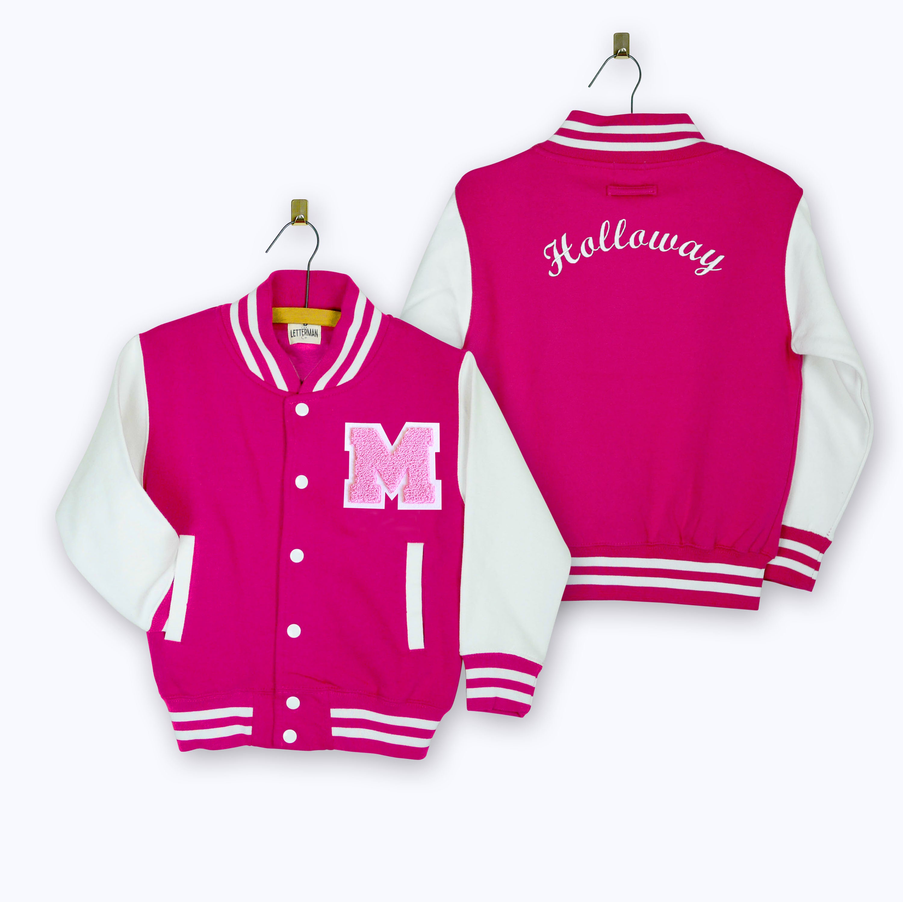 Personalized Kids Varsity Jacket PINK/WHITE Soft PINK Letter Etsy