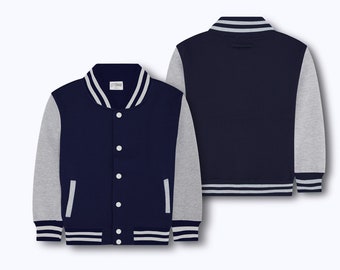 Kids Sweatshirt Varsity Jacket NAVY/GREY MARL