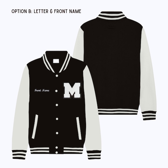 Black and white baseball jacket hot sale