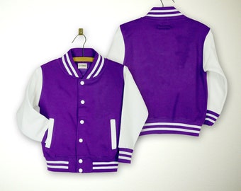 Kids Sweatshirt Varsity Jacket PURPLE/WHITE