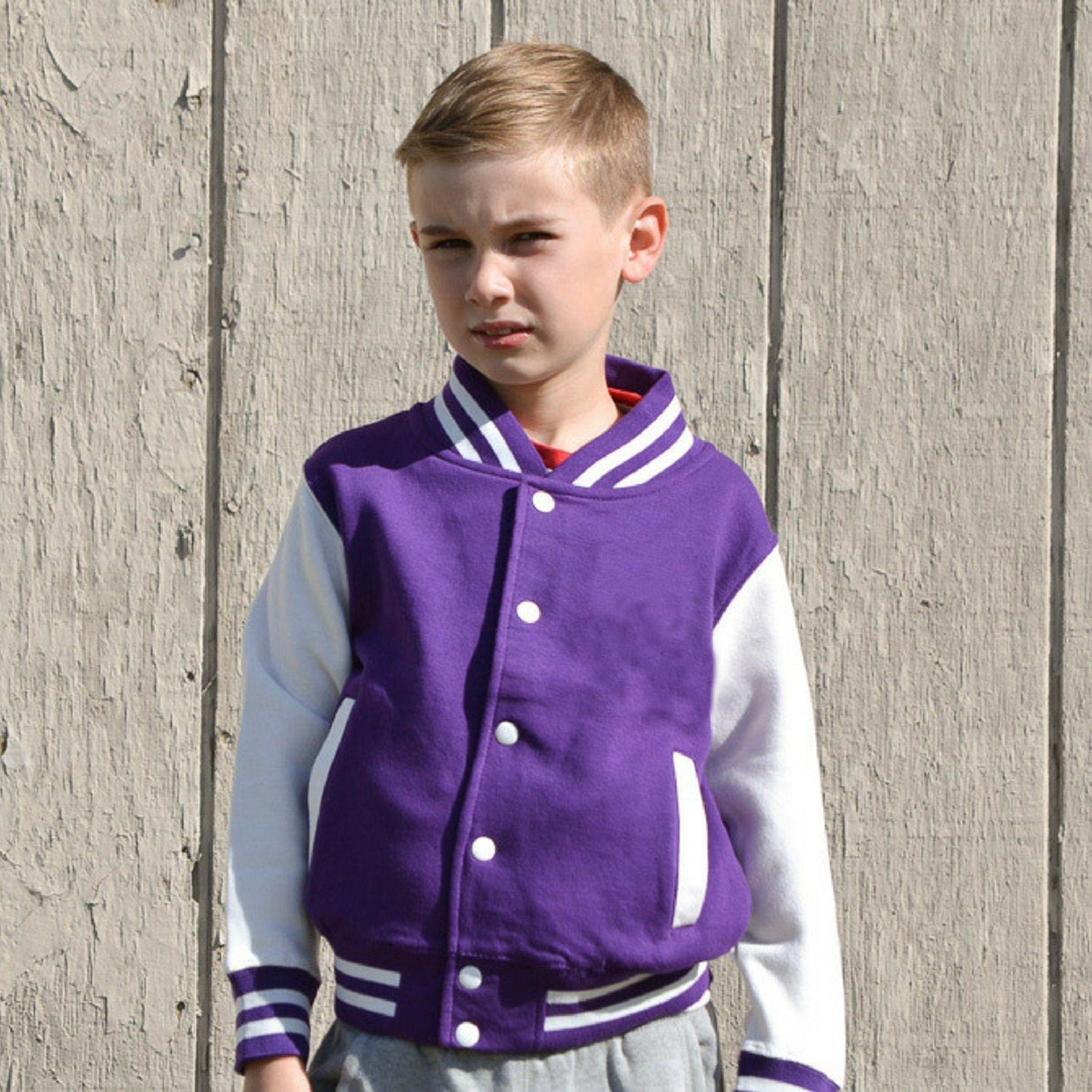 Kids Sweatshirt Varsity Jacket PURPLE WHITE Etsy Canada