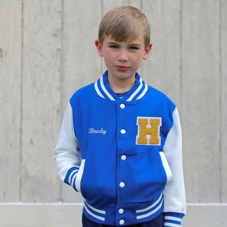 Personalized Kids Varsity Jacket Royal BLUE/WHITE GOLD Etsy